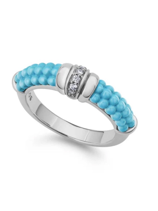 LAGOS Jewelry - Blue Ceramic Diamond Stacking Ring from Lagos